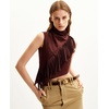 image:imageJW PEI Womens Adeline Asymmetric Fringe Sueded TopBurgundy