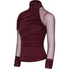 image:imageJW PEI Womens Ella Sheer Ruched Turtleneck TopBurgundy