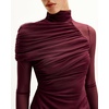 image:imageJW PEI Womens Ella Sheer Ruched Turtleneck TopBurgundy