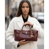 image:imageJW PEI Womens Maeve Dachshund Metal Charm Tote BagBurgundy Croc