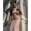 image:imageJW PEI Womens Uliana Floral Lace Halterneck Maxi DressPink Beige