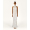 image:imageJW PEI Womens Uliana Floral Lace Halterneck Maxi DressWhite