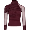 image:imageJW PEI Womens Ella Sheer Ruched Turtleneck TopBurgundy