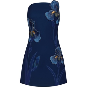 image:imageJW PEI Womens 3D Floral Appliqu Strapless Mini DressNavy Blue Iris