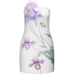 image:imageJW PEI Womens 3D Floral Appliqu Strapless Mini DressWhite Slipper Orchid