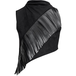 image:imageJW PEI Womens Adeline Asymmetric Fringe Sueded TopBlack