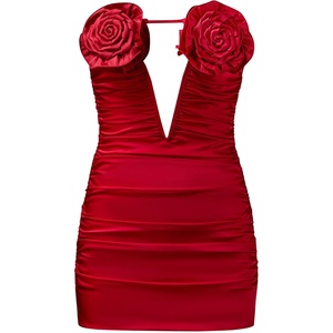 image:imageJW PEI Womens Bailee Floral Applique and Ruched Tube Mini DressRed