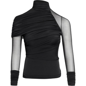 image:imageJW PEI Womens Ella Sheer Ruched Turtleneck TopBlack