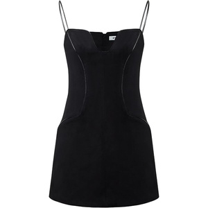 image:imageJW PEI Womens Eva Spaghetti Strap Sueded DressBlack