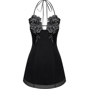 image:imageJW PEI Womens Flower Embroidered Mini DressBlack