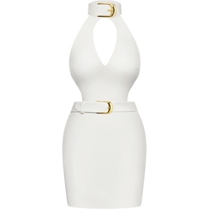 image:imageJW PEI Womens Gabriella Belted Cutout Halter Mini DressIvory