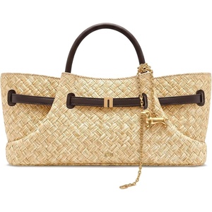 image:imageJW PEI Womens Maeve Dachshund Metal Charm Tote BagBrown Faux Straw