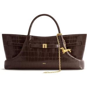 image:imageJW PEI Womens Maeve Dachshund Metal Charm Tote BagDark Brown Croc