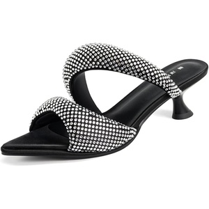image:imageJW PEI Womens Sara Mule Heeled SandalsArtificial Crystal  Black