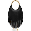 image:imageJW PEI Womens Chloe Metal Handle Fringe Top HandbagSolid Black