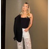 image:imageJW PEI Womens Embroidery High Rise Wide Leg Lace Denim Jeans with RhinestoneWhite