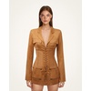image:imageJW PEI Womens Faux Suede Corset Jacket Mini DressCamel