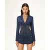 image:imageJW PEI Womens Faux Suede Corset Jacket Mini DressDark Blue