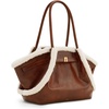 image:imageJW PEI Womens Hana Medium Tote BagBrown Faux Shearling Trim