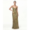 image:imageJW PEI Womens Iris Motif Satin Slip GownOlive Green