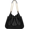 image:imageJW PEI Womens Rowan Ruched Drawstring Chain Bucket BagBlack