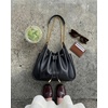 image:imageJW PEI Womens Rowan Ruched Drawstring Chain Bucket BagBlack