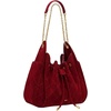 image:imageJW PEI Womens Rowan Ruched Drawstring Chain Bucket BagDark Red