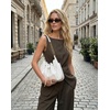 image:imageJW PEI Womens Rowan Ruched Drawstring Chain Bucket BagIvory