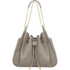 image:imageJW PEI Womens Rowan Ruched Drawstring Chain Bucket BagGray