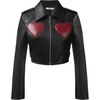 image:imageJW PEI Womens Sophie Cropped Leather JacketBlack  Red