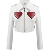 image:imageJW PEI Womens Sophie Cropped Leather JacketWhite  Red