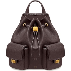 image:imageJW PEI Womens Avery Pebbled Drawstring Utility BackpackSolid Dark Brown