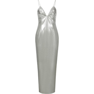 image:imageJW PEI Womens Ayliua SweetheartNeckline Rhinestones Embellished Long DressSilver