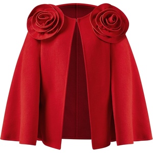 image:imageJW PEI Womens Clara Floral Applique Cape CoatRed
