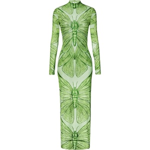 image:imageJW PEI Womens Emerald Dragonfly Sheer Mesh GownGreen