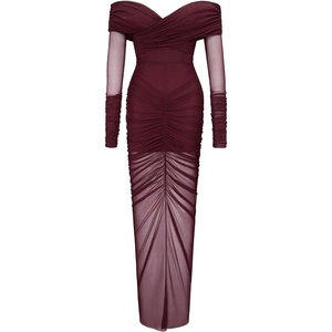 image:imageJW PEI Womens Emily Elegant OffShoulder Ruched GownRed