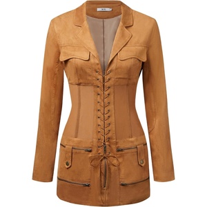 image:imageJW PEI Womens Faux Suede Corset Jacket Mini DressCamel