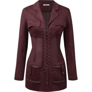 image:imageJW PEI Womens Faux Suede Corset Jacket Mini DressClaret