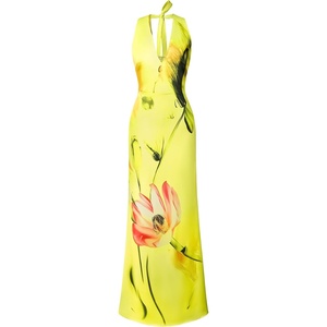 image:imageJW PEI Womens Floral Satin Halter DressYellowPink