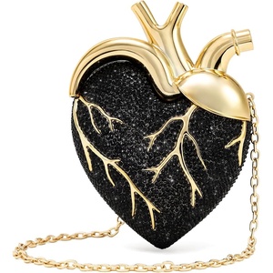 image:imageJW PEI Womens Maren Artificial Crystal Heart Shaped BagBlack Gold