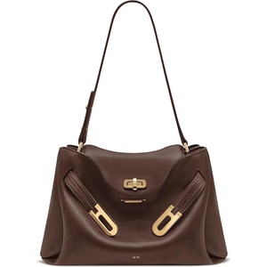 image:imageJW PEI Womens Rhea Pebbled Double Buckle Shoulder BagDark Brown