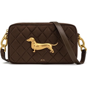 image:imageJW PEI Womens Riley Faux Suede Dachshund Quilted Crossbody BagDark Brown