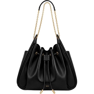 image:imageJW PEI Womens Rowan Ruched Drawstring Chain Bucket BagBlack