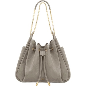 image:imageJW PEI Womens Rowan Ruched Drawstring Chain Bucket BagGray