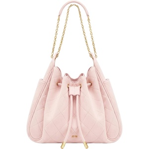 image:imageJW PEI Womens Rowan Ruched Drawstring Chain Bucket BagPink