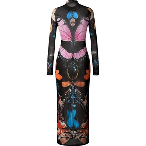 image:imageJW PEI Womens Sheer Butterfly and Beetle GownSinglelayered Mesh
