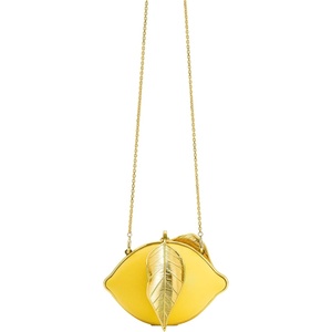 image:imageJW PEI Womens Tori Vegan Leather Metal Structure Clutch  Lemon Yellow