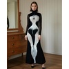 image:imageJW PEI Womens Eva Body Print Mesh DressBlack and White