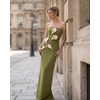 image:imageJW PEI Womens Floral Appliqu Strapless DressOlive Green