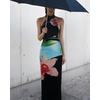 image:imageJW PEI Womens Floral Satin Halter DressMulticolor Black